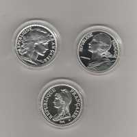 França 3 moedas de 10 Francos prata Proof