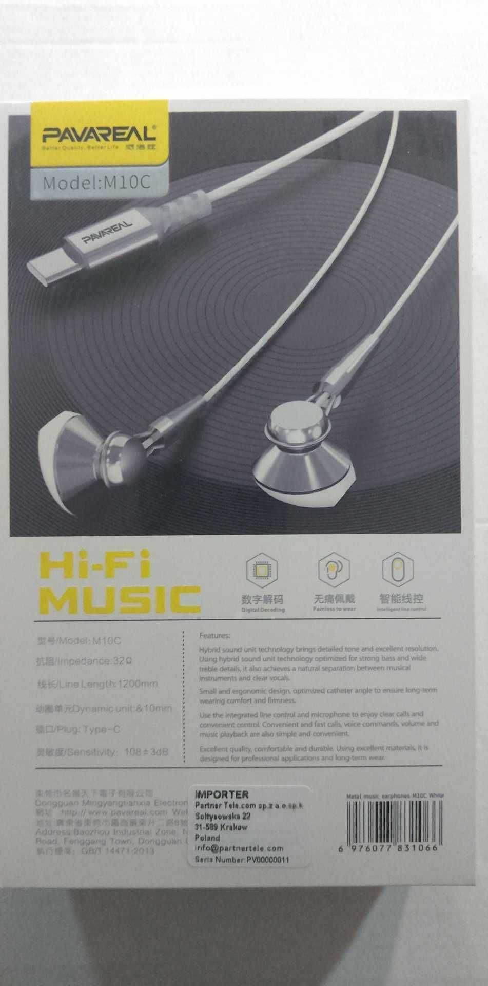 Słuchawki przewodowe Typ C z mikrofonem Samsung , iPhone DAC