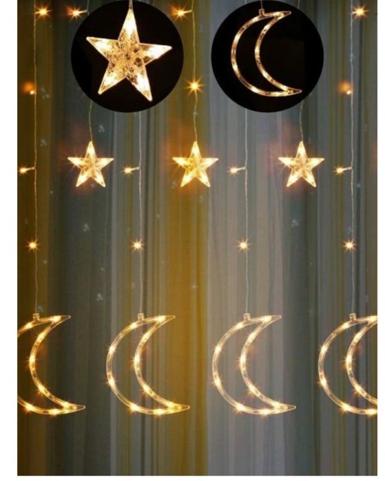 Світлодіодна гірлянда штора зорепад місяць 2.5 метра 138led 12 зірок 2