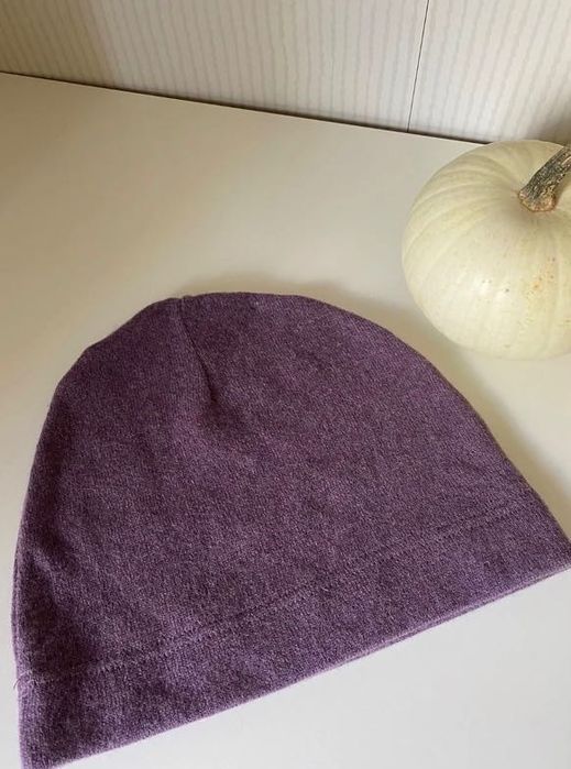 Czapka klasyczna liliowa fioletowa Kaszmir 100% M L