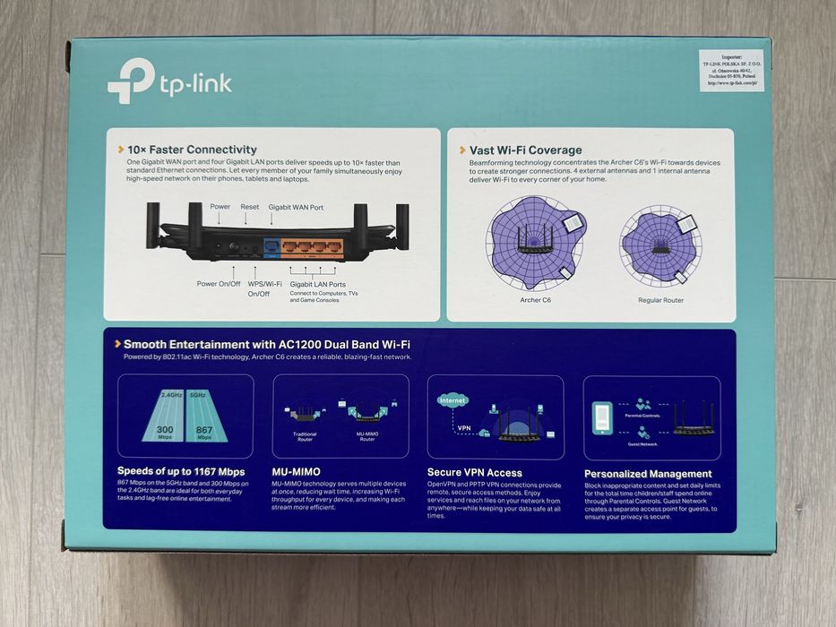Tp link AC1200 Wi-Fi Router Full Gigabit / Dual Band Acher C6