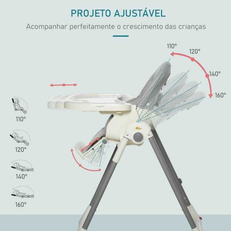 Cadeira de Refeição Evolutiva Dobrável para Bebé com Bandeja Dupla