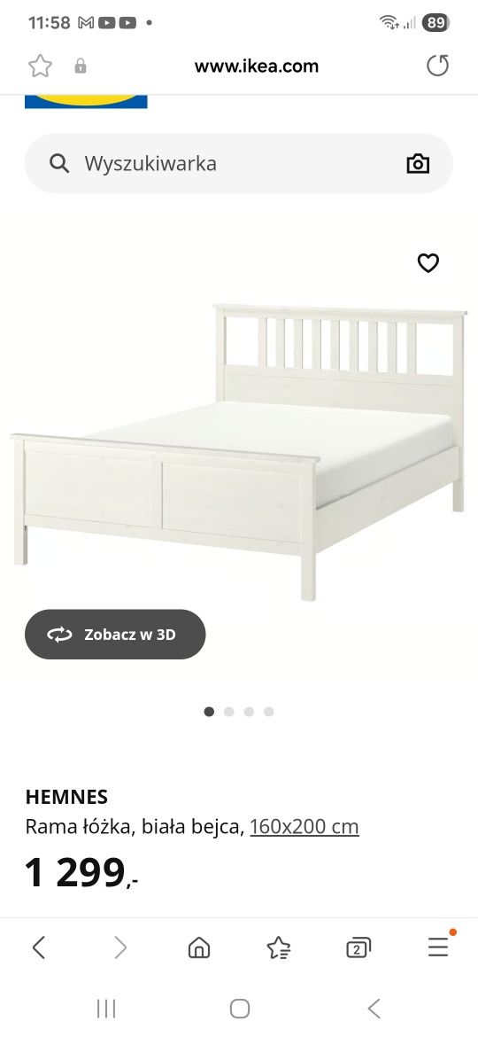 Łóżko sypialniane Ikea 160/200 plus materac