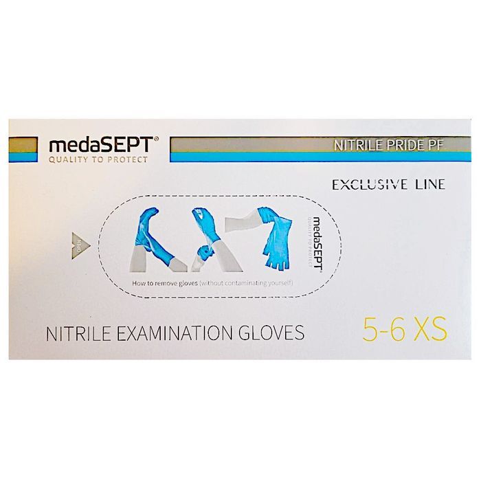 rękawice nitrylowe niebies 5-6 xs medasept 100szt