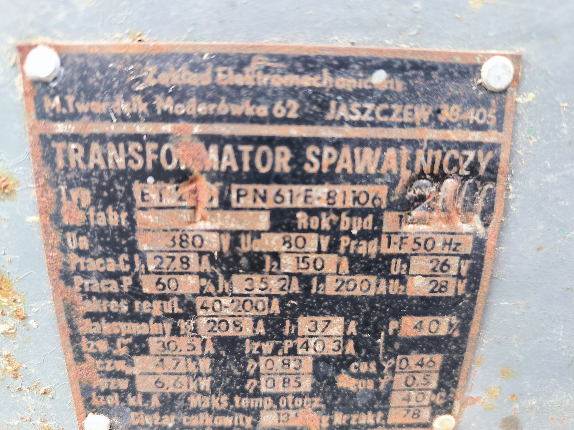 Spawarka transformatorowa, transformator spawalniczy 380V