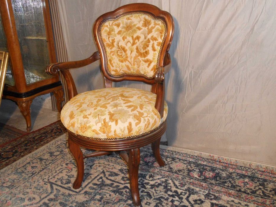 Fotel Biurowy Obrotowy Dębowy Stelaż  Unikat  z Włoch