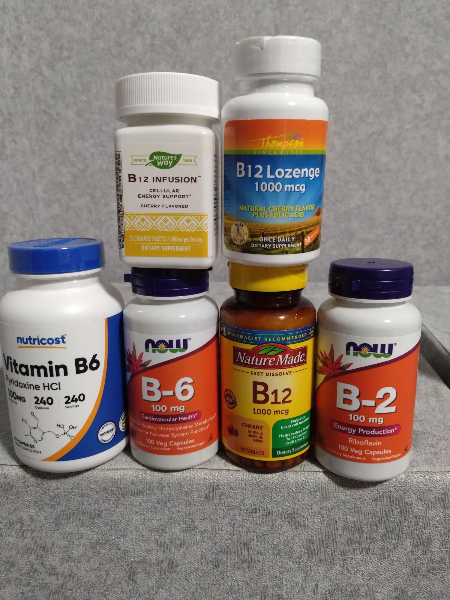 Магній, Комплекс вітамінів групи В,Now Foods, iherb, фолієва кислота