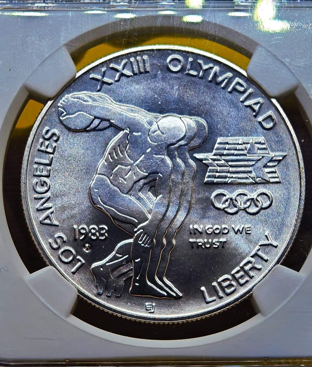 Олімпійські ігри. Долар США 1983 рік. Срібло. NGS MS69 СЛАБ