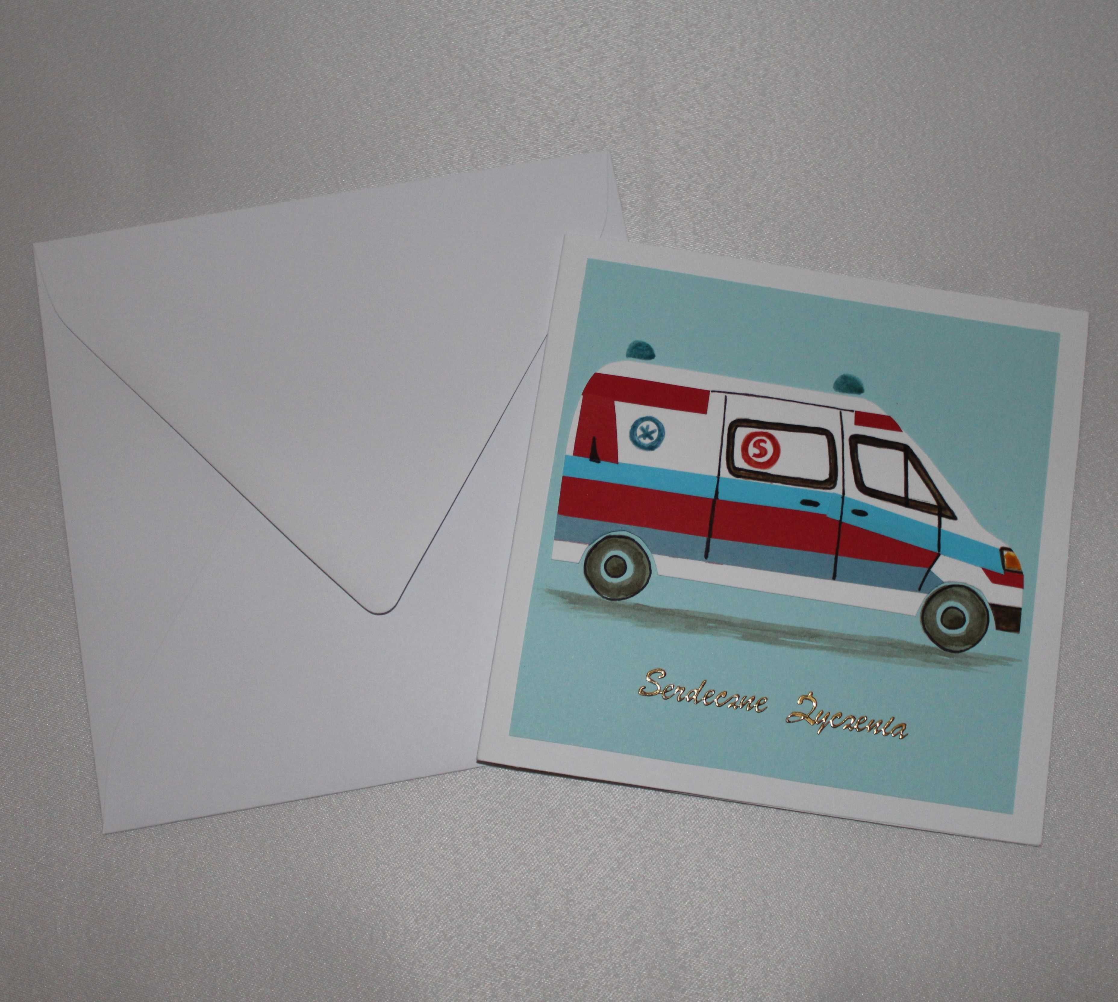 Kartka urodziny imieniny lekarza ratownika pogotowie karetka ambulans