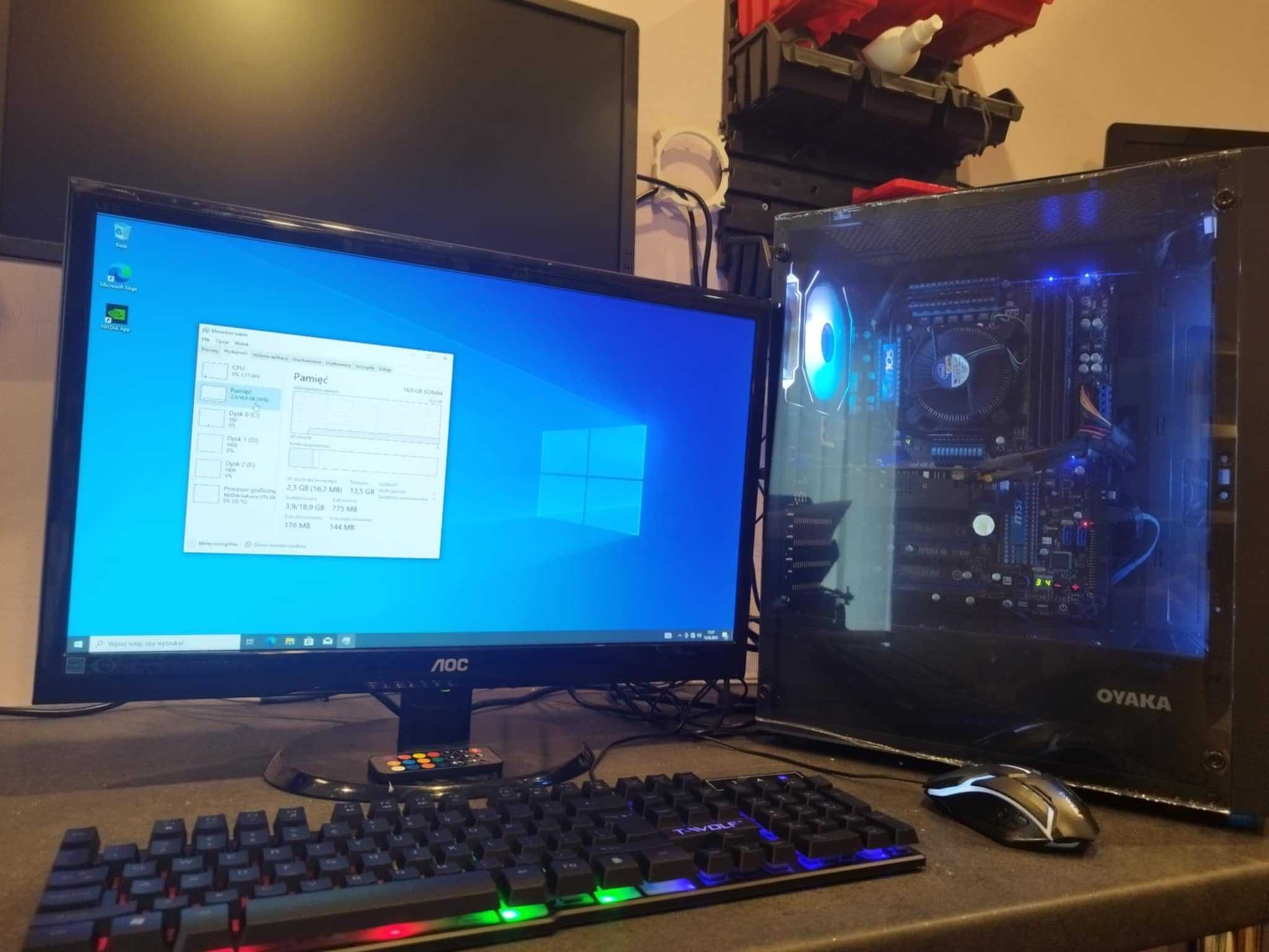 Komputer Gamingowy i7 + NVIDIA + RGB + Monitor + Klawiatura + Mysz