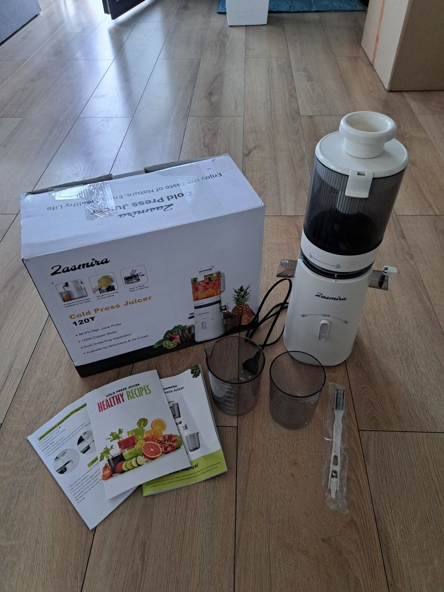 Wyciskarka wolnoobrotowa do soków warzywa owoce Zasmira 1,5L 350W biał