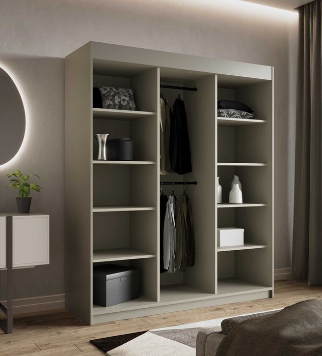 Szafa przesuwna trzydrzwiowa KASZMIR 1 180CM z dużym lustrem