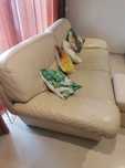 Sofa em pele com puff