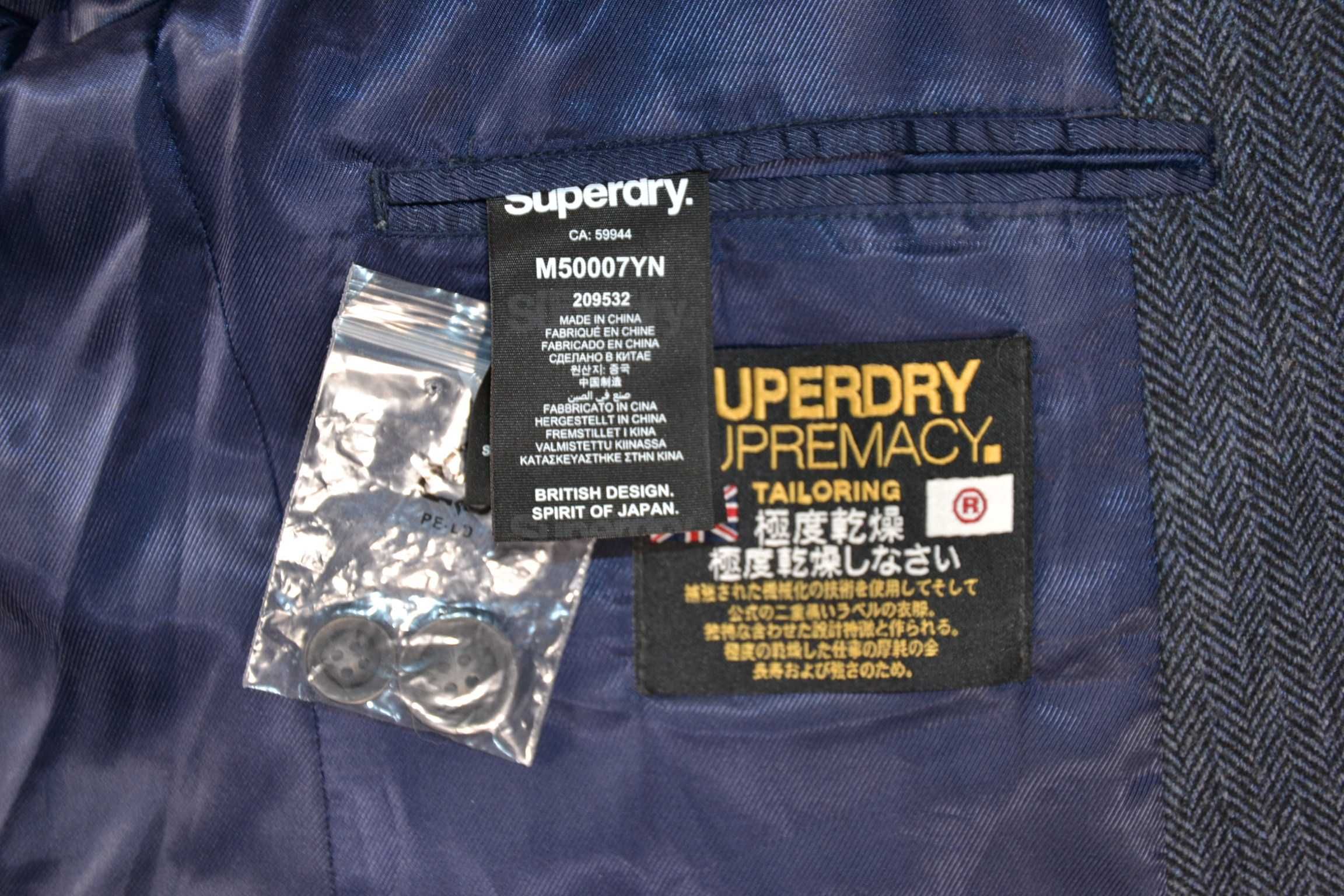 SUPERDRY Supremacy Tailoring Marynarka Męska L Oryginalna Super Stan
