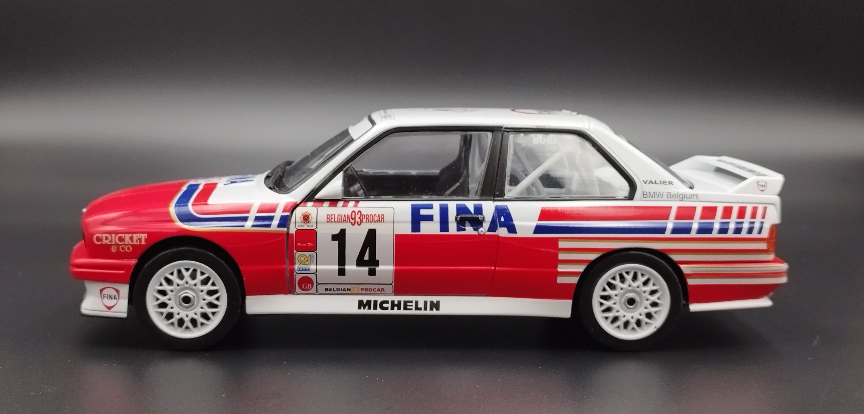 1:18 Solido 1993 BMW E30 M3 #14 FINA Belgium Procar + kalki Bastos