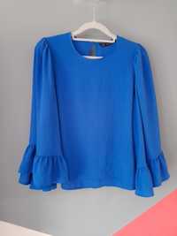 Piekna chabrowa bluzka oversize rekawy falbanki zara xs s m l