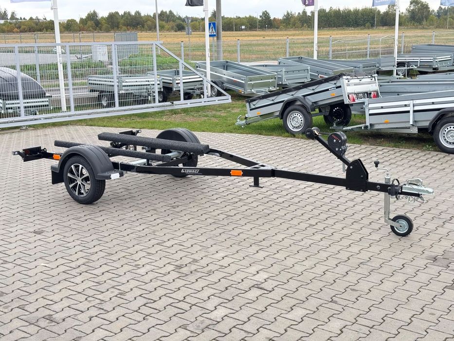 Głowacz Przyczepa do przewozu skuterów wodnych  skuter wodny, malowana na czarno, felgi aluminiowe, lampy LED, płozy