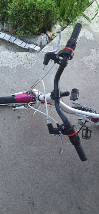 Rower dla dziewczynki przerzutki przód+tył 26" bagażnik biały fioletow