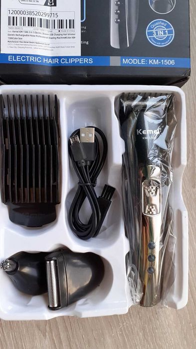 Máquina 3 em 1 cabelo, barbear e pêlos nariz NOVO