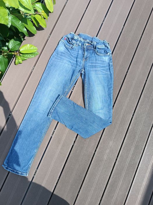 Big Star / Niebieskie jeansy straight spodnie na gumce elastyczne / XS