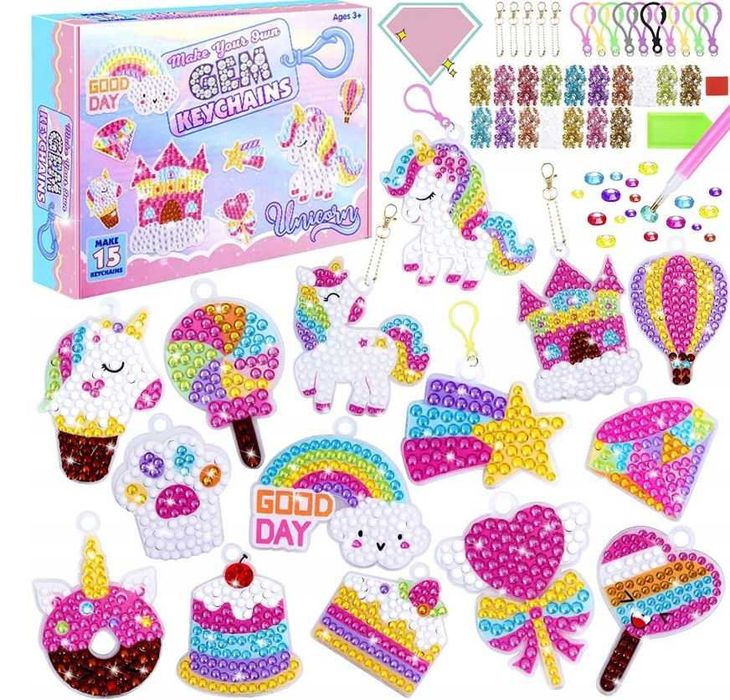 Haft diamentowy dla dzieci breloczki breloki jednorożec na prezent