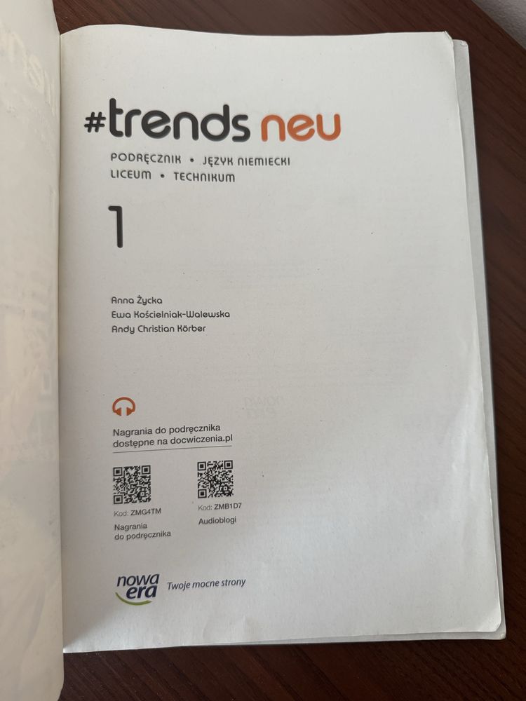 Podręcznik do języka niemieckiego ,,#Trends neu” do klasy 1