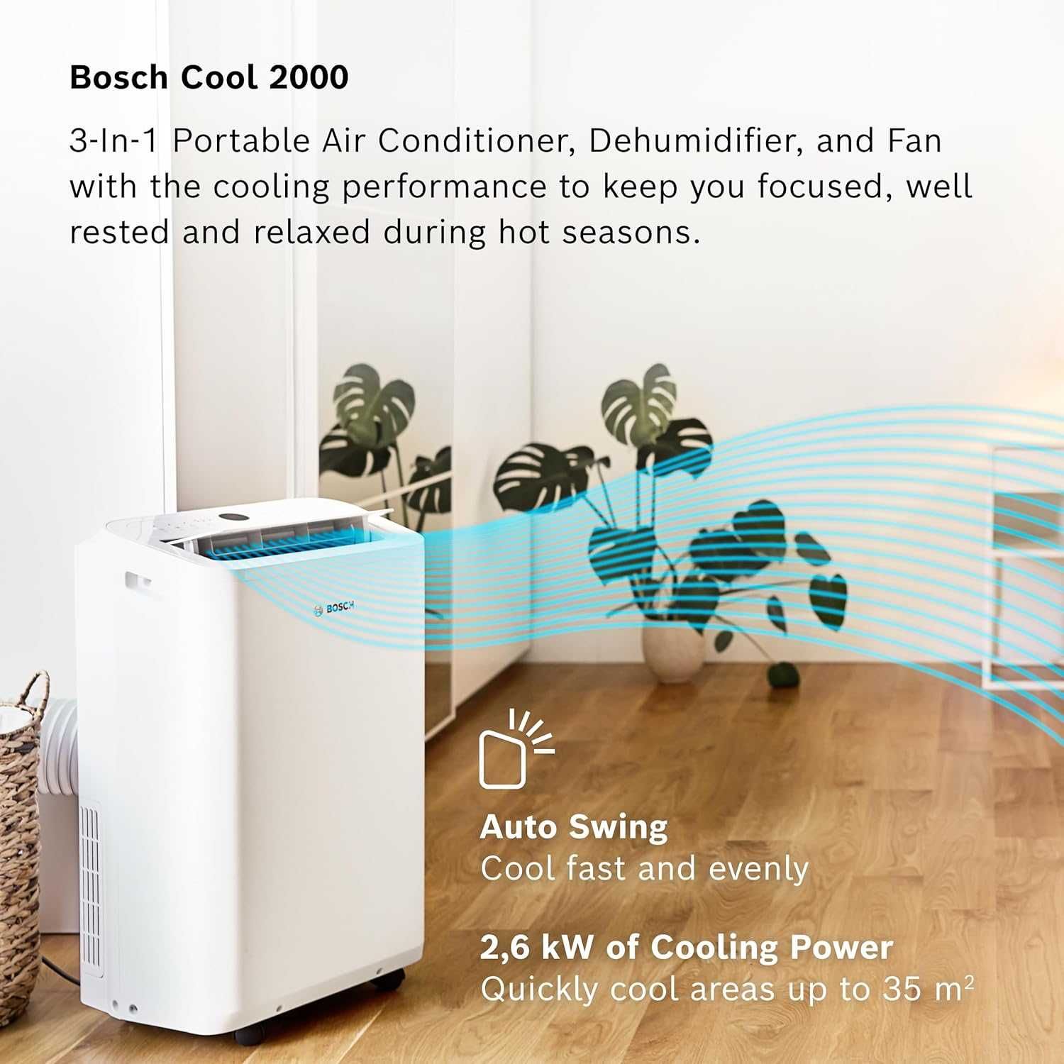 Мобільный кондиціонер, осушувач, вентилятор 3в1 Bosch Cool 2000 ОРИГІН