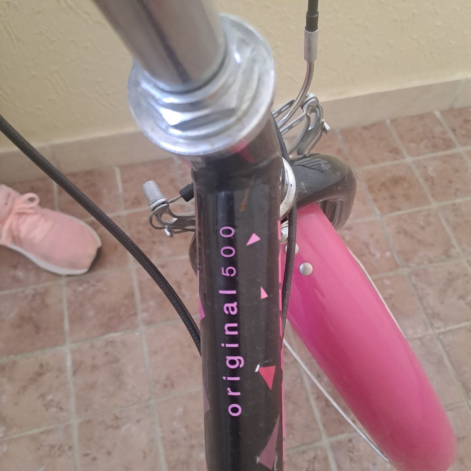Bicicleta preta e rosa