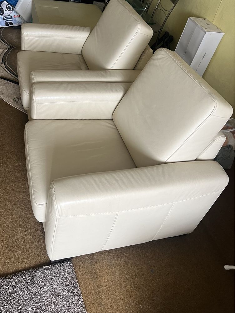 Wypoczynek sofa plus dwa fotele skorzane