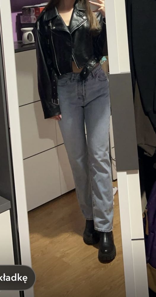 Damskie spodnie Straight High Jeans