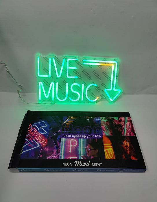 Неонова вивіска Live music
