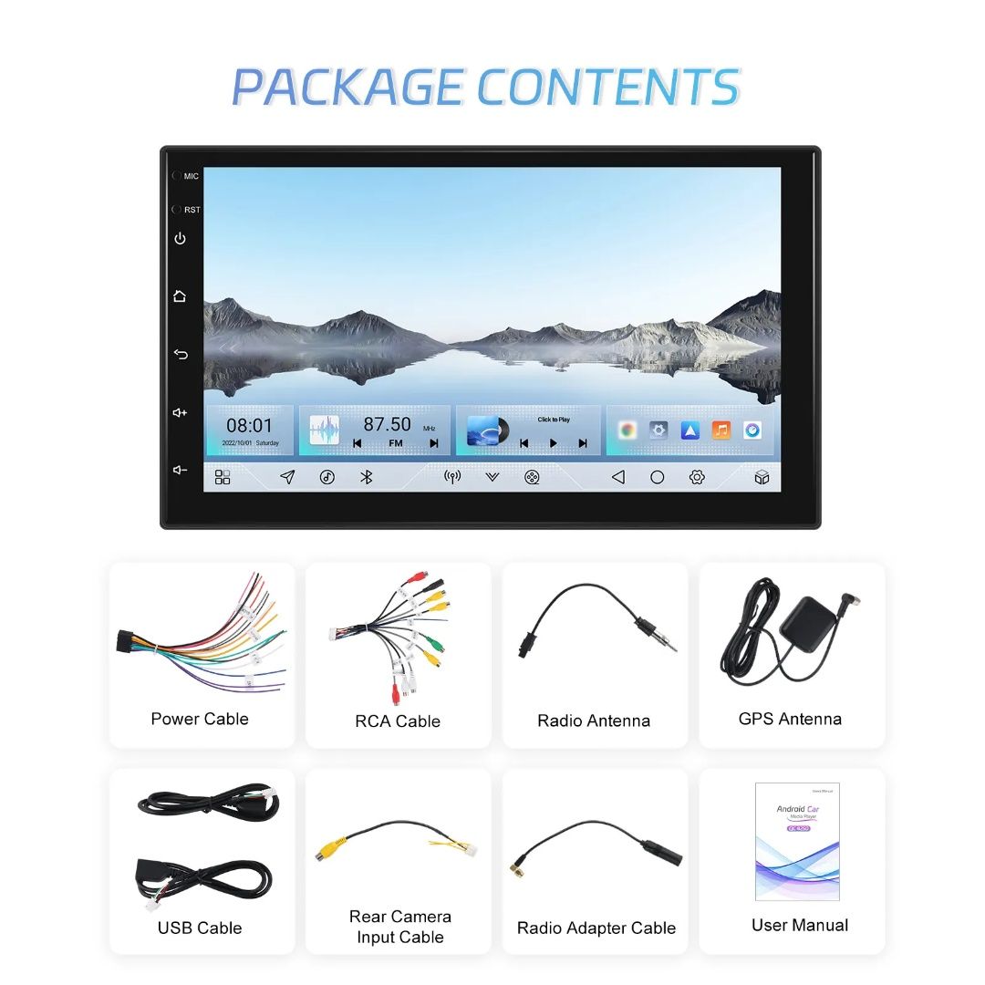 Rádio Android Auto 2Din 3/32GB 8-core GPS WiFi RDS Touch novo