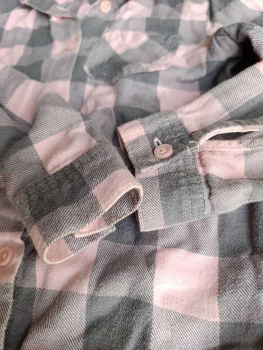 F&F Koszula flanelowa różowo-szara dziewczęca rozmiar 4-5 years