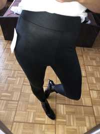 Zara Basic legginsy z połyskiem szeroka guma wysoki stan modelujące S