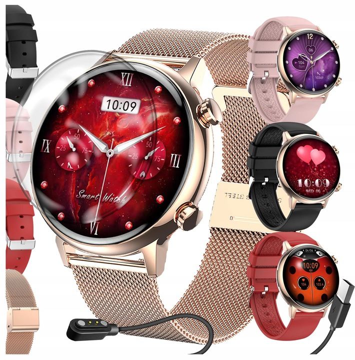Smartwatch Damski Zegarek Rozmowy Powiadomienia Sport Zdrowie Polskie