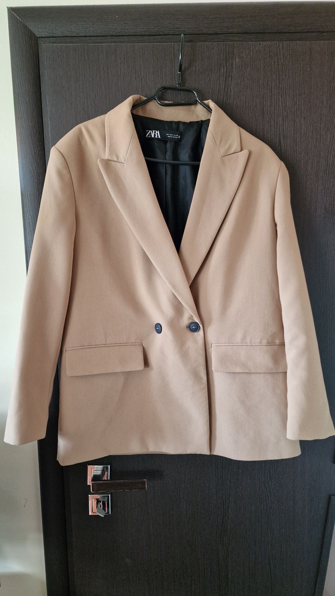 Marynarka damska beżowa Zara 36 S krój oversize klasyczna