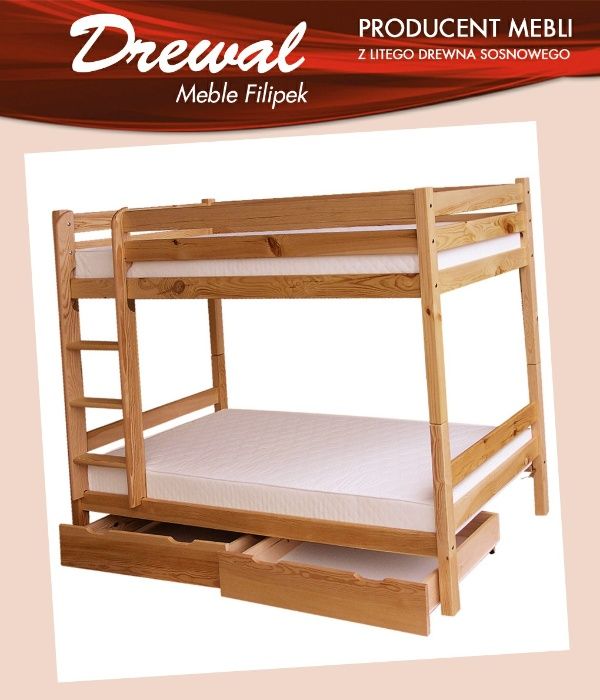 Łóżko Piętrowe Sosnowe Drewniane Pokój Dziecięcy Sypialnia