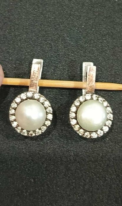 Женские серебряные с позолотой серьги (925 / 585 проба)