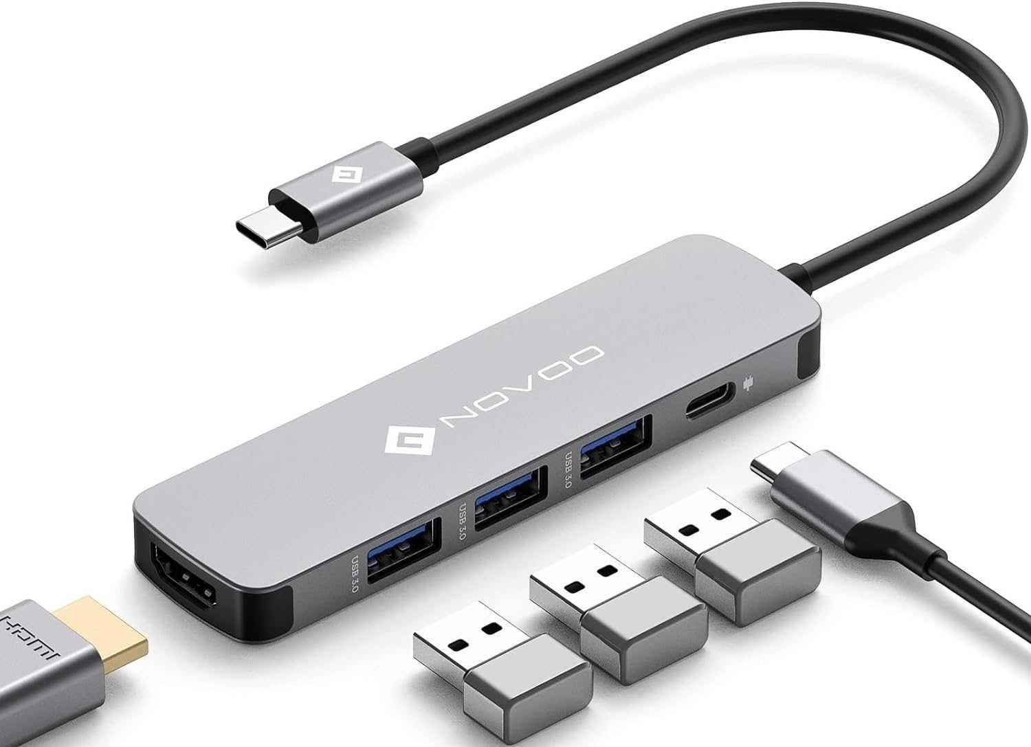 NOVOO R5 PD Port Hub USB-C 5w1 100W, HDMI 4K UHD, 3x USB MacBooka