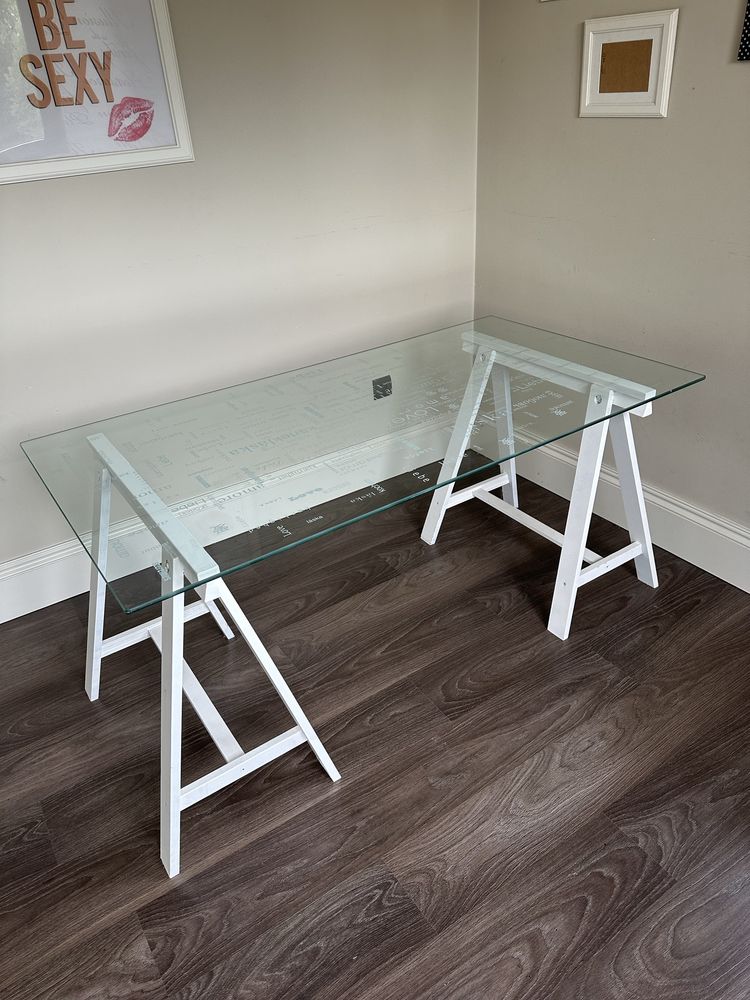 Stół vintage IKEA szklany blat biurko
