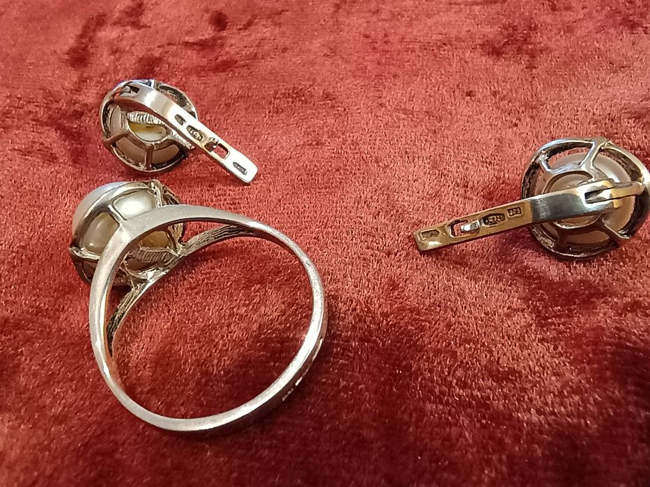 Набор серебряный с жемчугом