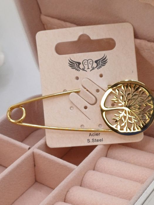 Broszka duża ozdobna agrafka z drzewem życia
