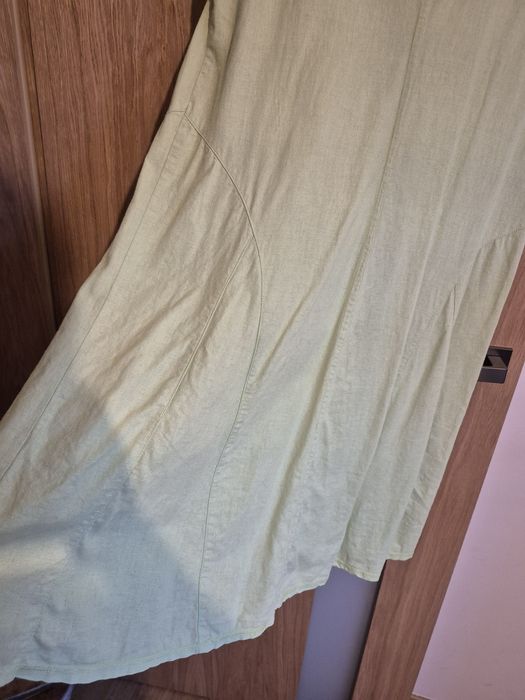 Sukienka letnia damska plażowa miejska len z domieszką mięta XXL