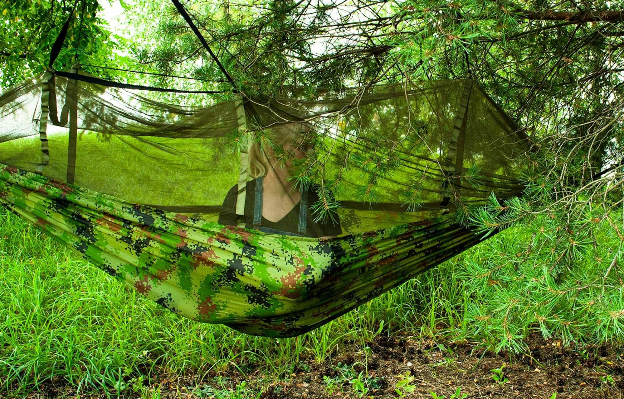 XXL Zestaw 2w1 Hamak Turystyczny Moskitiera Survival 2os +GRATIS Torba