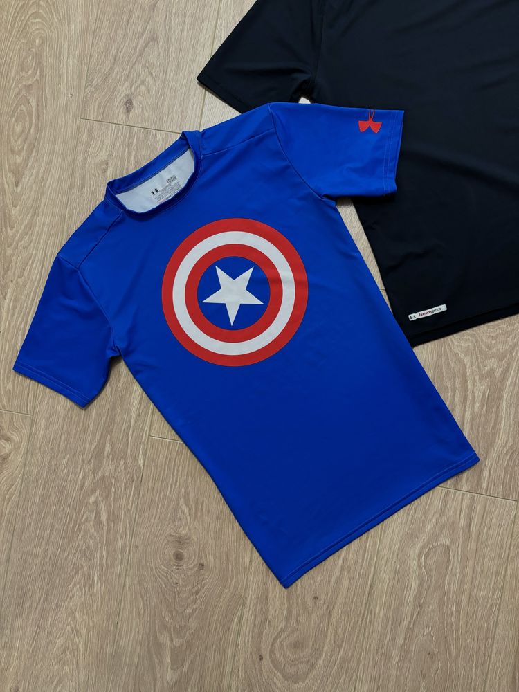 Компресійна футболка Under Armour рашгард термо чорна + marvel