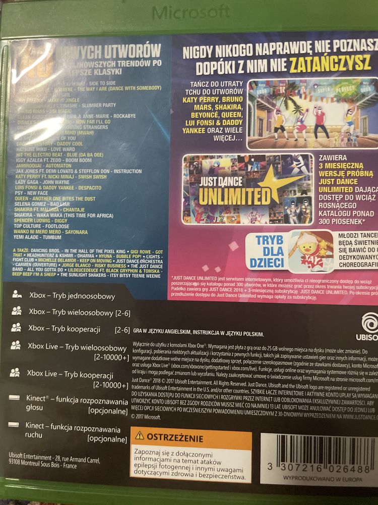 Gra Just Dance 2018 na xbox kinect