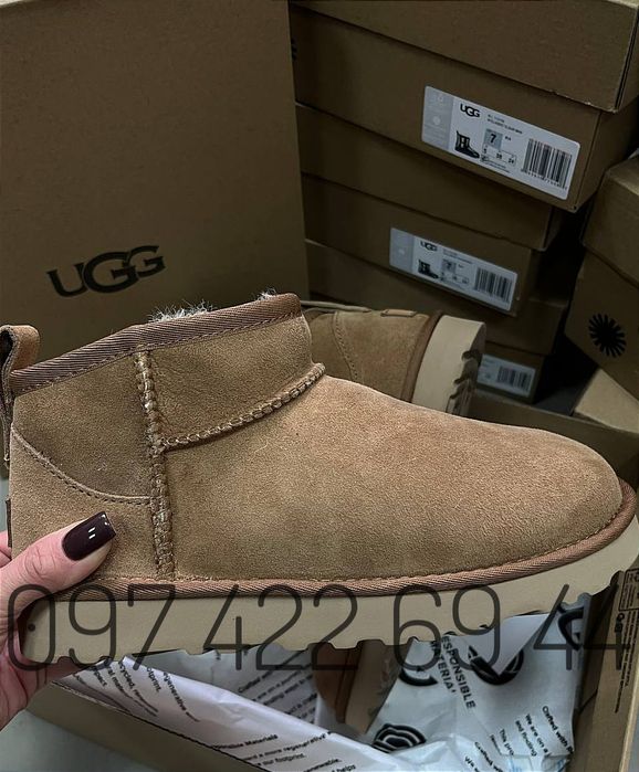 Ugg Classic Ultra Mini Grey Жіночі Ugg Замш/Овчина Уггі Ugg