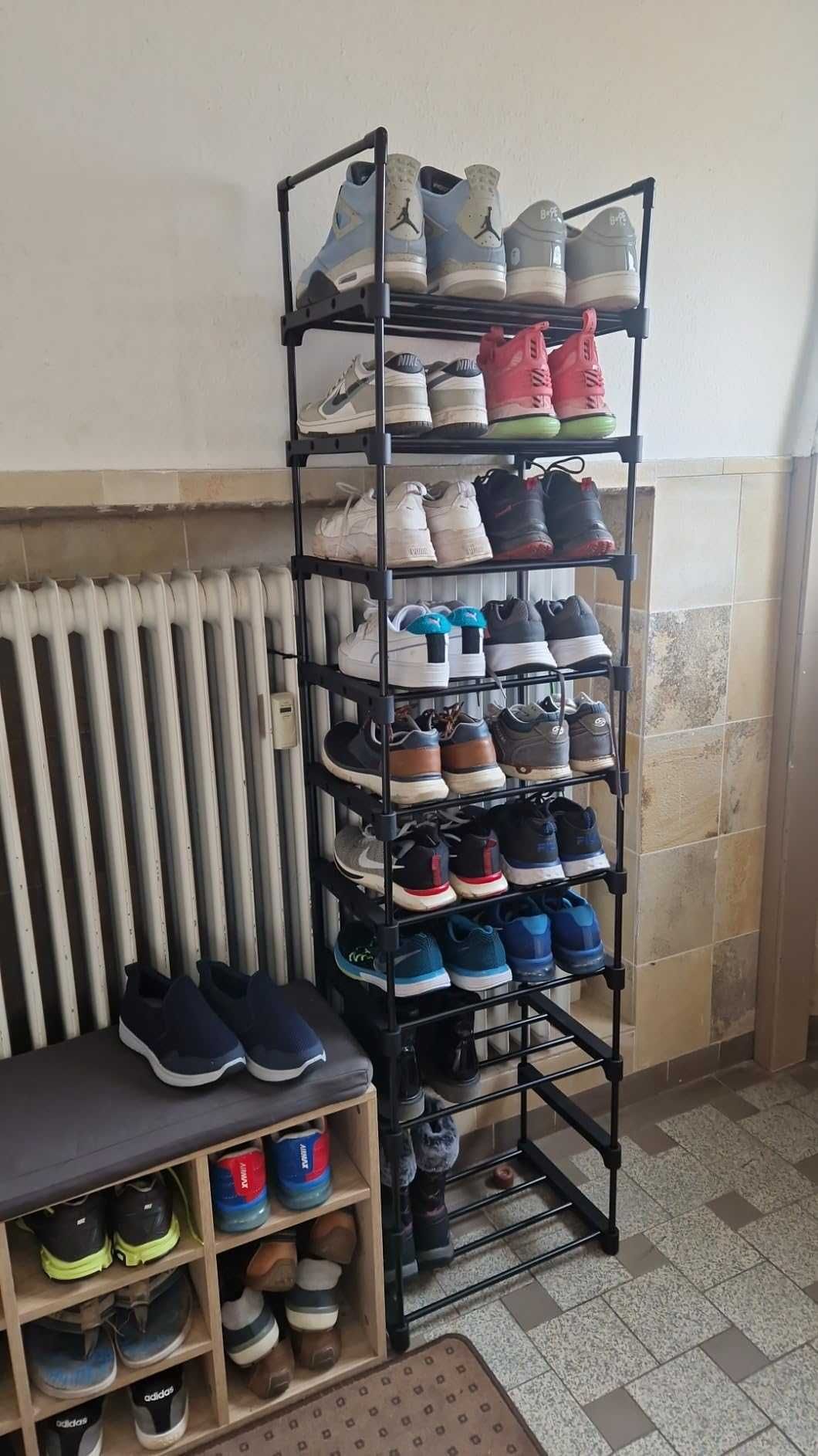 Półka na buty z 10 półkami, metalowa półka, regał na buty