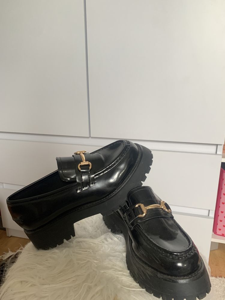Mokasyny loafersy czarne asos