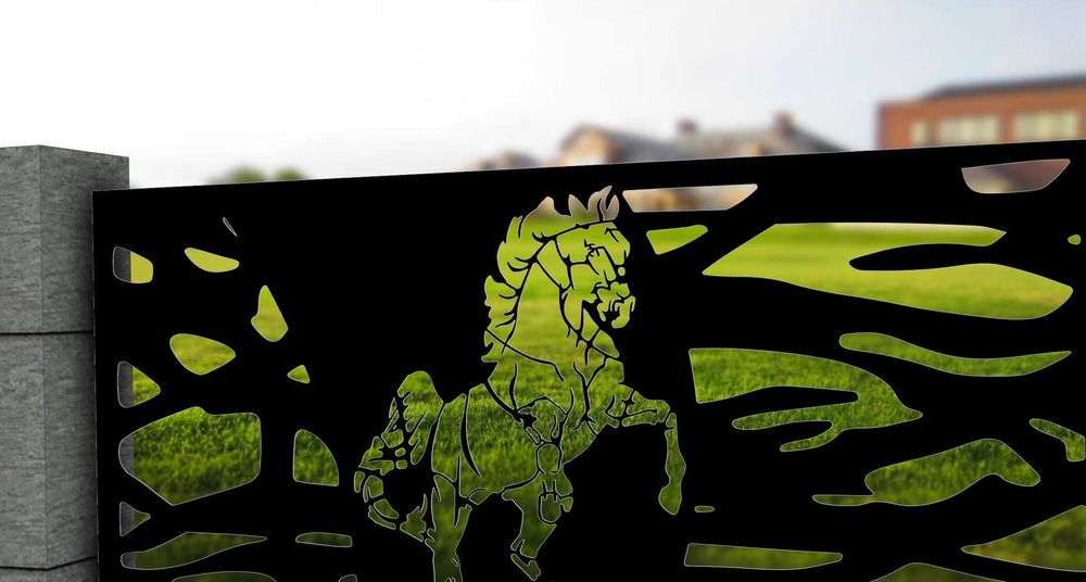 Ogrodzenie panel nietypowa balustrada z motywem konia wizualizacja